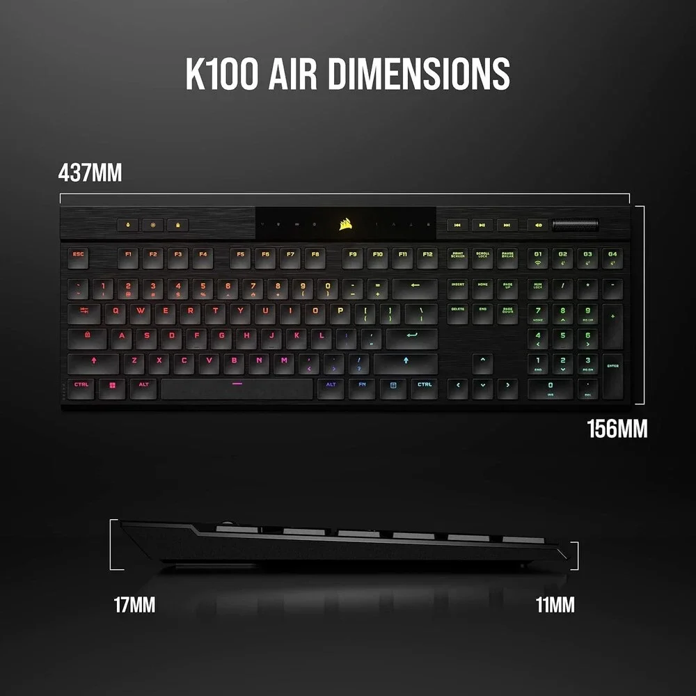 Corsair K100 AIR Wireless RGB Mechanical Gaming Keyboard - Ultra-Thin NIB